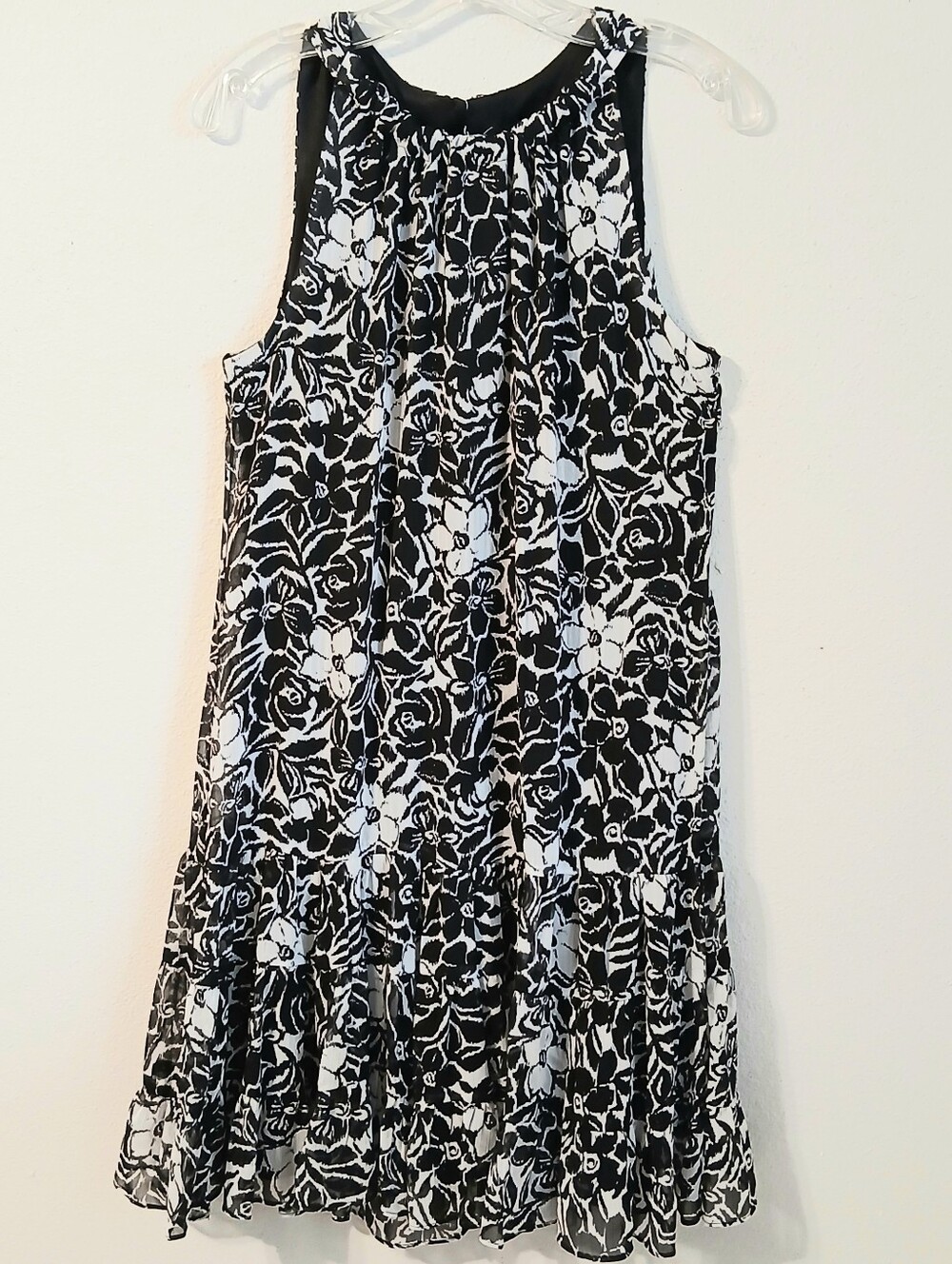 JBS Black And White Floral Sleeveless Dress Size 12 Romantic